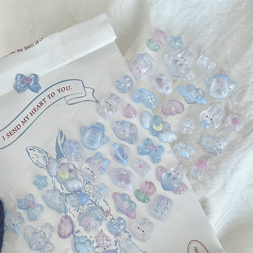 可爱动物水晶贴纸/卡通3D浮雕滴胶果冻贴纸diy装饰手机壳女孩贴画
