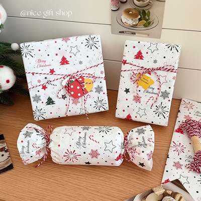 圣诞节礼物包装雪梨纸ins氛围感平安夜苹果纸送礼打包装饰纸花纸