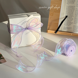4cm幻彩鱼尾纱丝带花艺缎带diy蝴蝶结装 彩带 饰绝美生日礼物包装