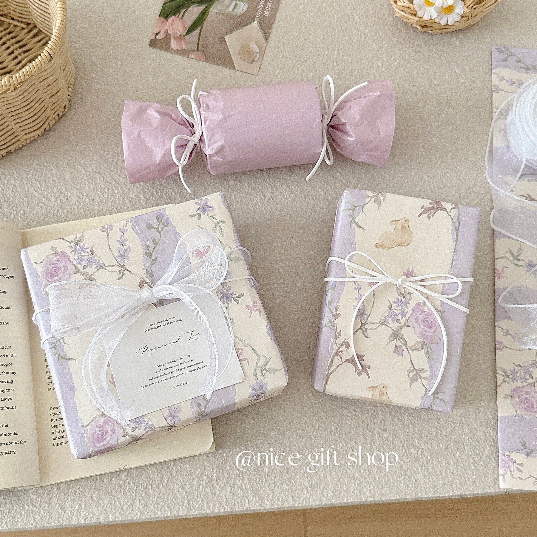 紫色浪漫法式花卉风华纸~高颜值碎花礼物包装纸花艺包装资材ins风,鲜花速递/花卉仿真/绿植园艺,花艺包装纸,淘宝优惠券,粉丝福利购,淘宝优惠卷