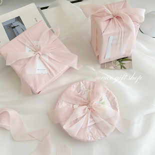 ins风超闪粉色珠光雪梨纸diy手工生日礼物装 置纸高颜值拍照褶皱纸