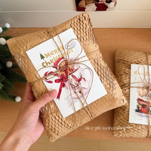 复古牛皮纸蜂窝纸创意节日礼物包装 纸出卡内衬纸 纸圣诞节日包装