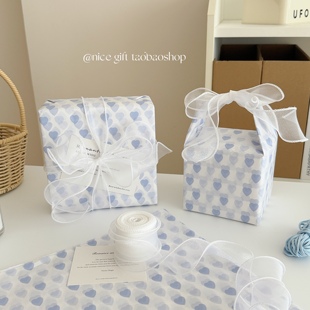 原创雾霾蓝爱心雪梨纸高颜值蓝色系礼物包装 饰 纸花艺纸节日礼品装