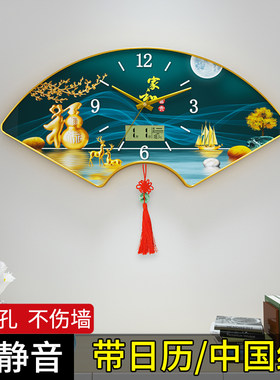中式福鹿装饰挂钟送中国结免打孔