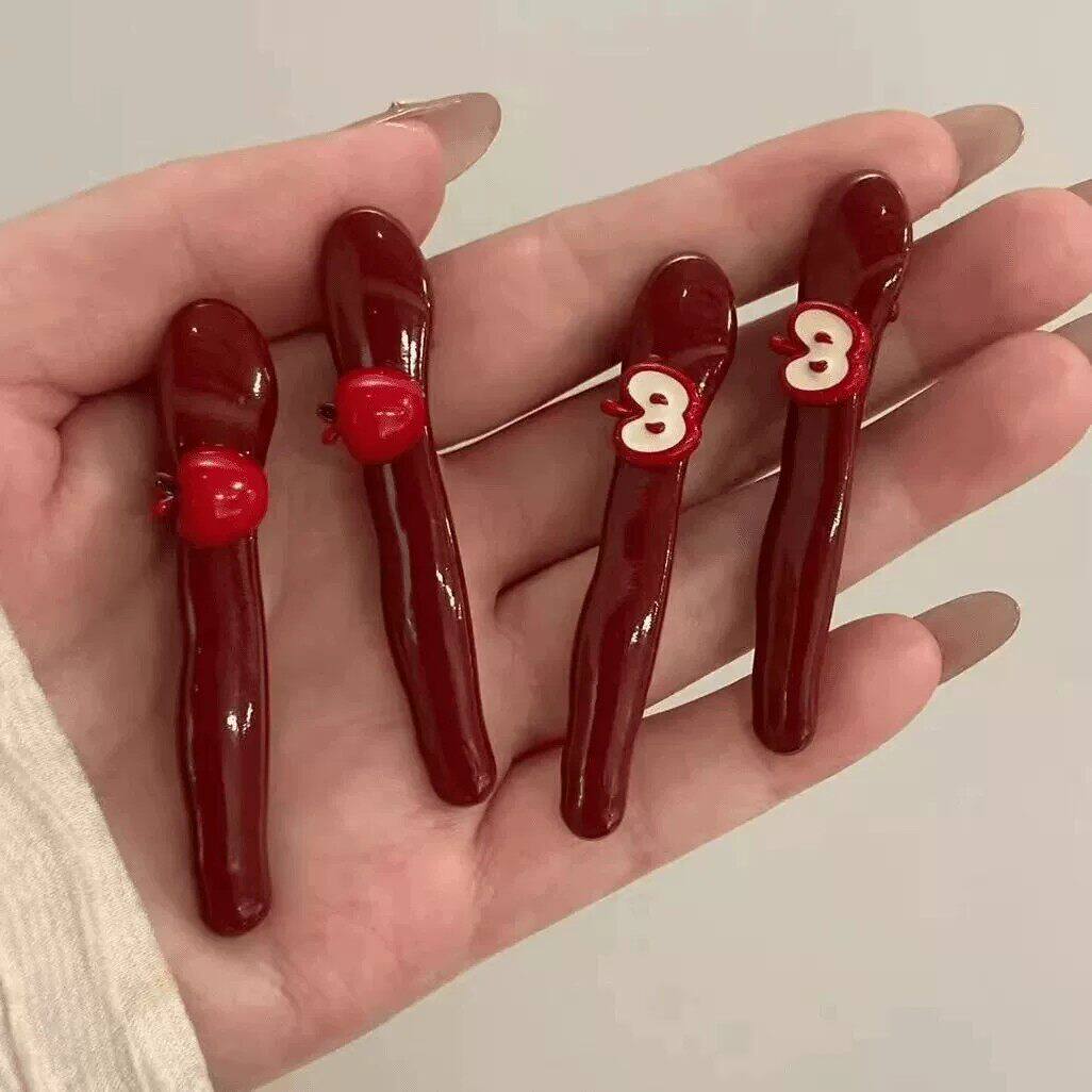 可爱小苹果红色发夹女韩版高颜值