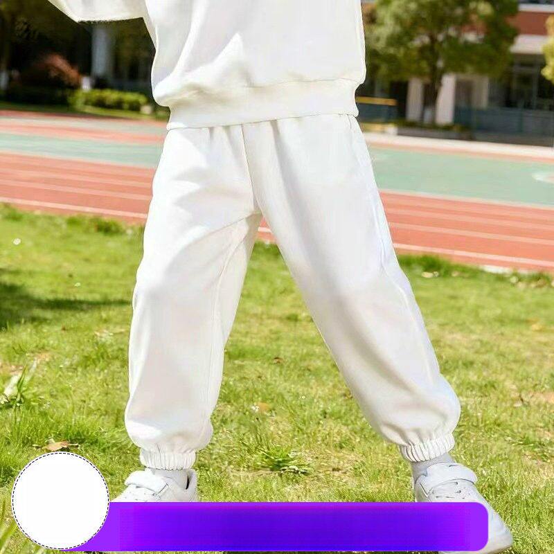 儿童白色裤子春装 男童女童运动裤练功裤小学生运动会演出服2026