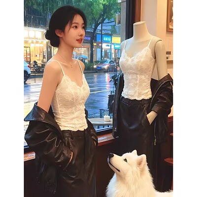 法式蕾丝吊带背心女美背内搭