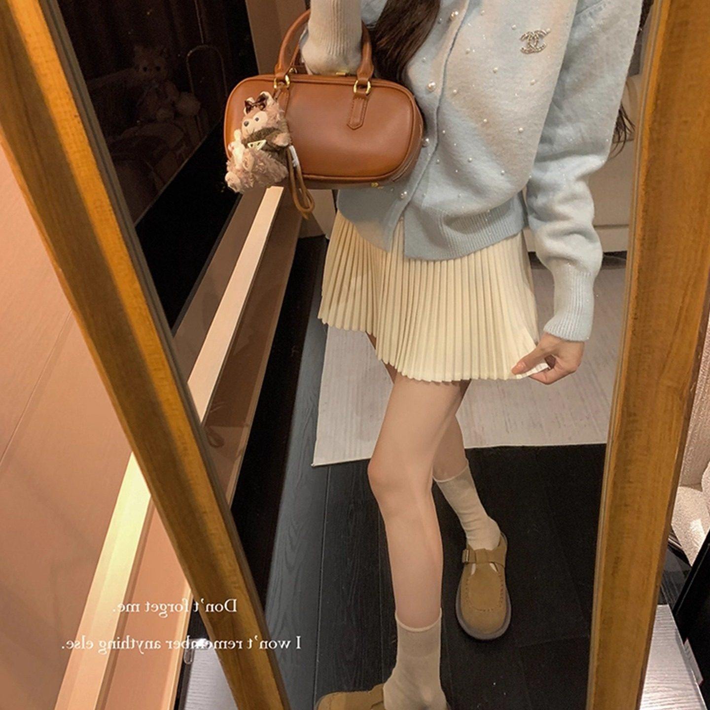 韩系学院风套装女秋冬新款圆领珍珠开衫毛衣搭配毛呢百褶裙两件套,女装/女士精品,半身裙,淘宝优惠券,粉丝福利购,淘宝优惠卷