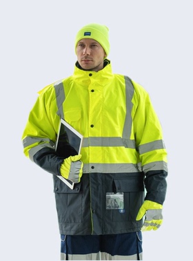 反光夹克新款五件套防水派克棉衣高档套装电力定做雨衣荧光背心