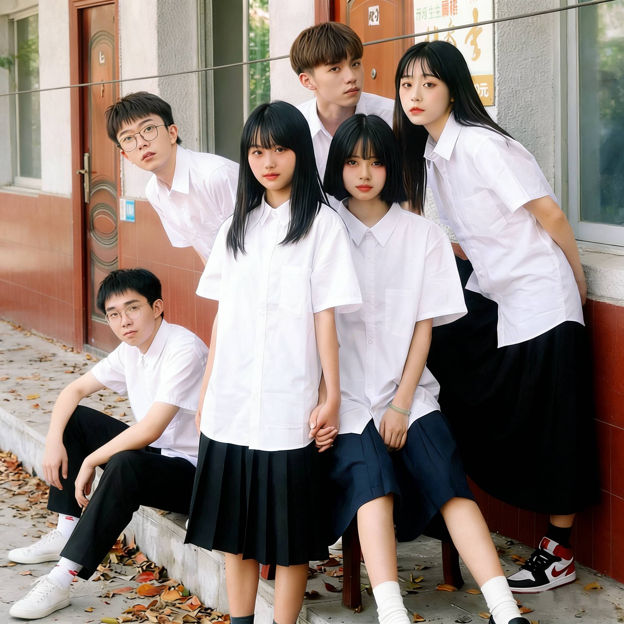 春夏季学院风白衬衫男女学生短袖