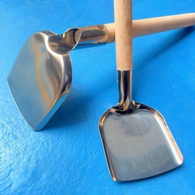 木柄不锈钢防烫炒菜弯铲