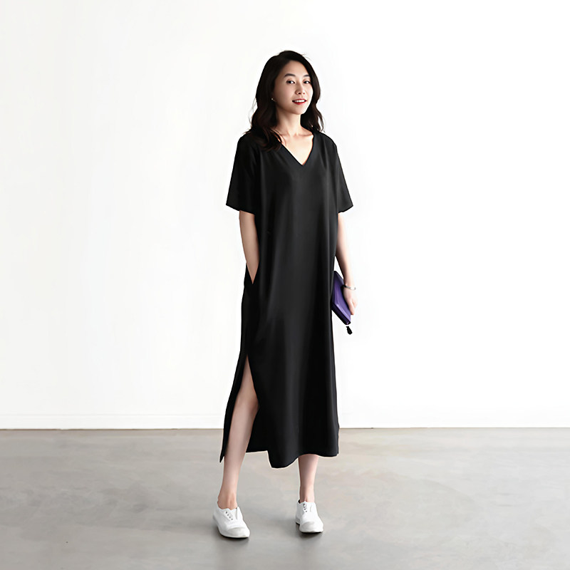 莫代尔夏季短袖睡裙女款高级感带