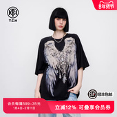 TCH高定绮丽爆闪翅羽烫钻宽松洋气短袖 新款 T恤男女同款 夏季