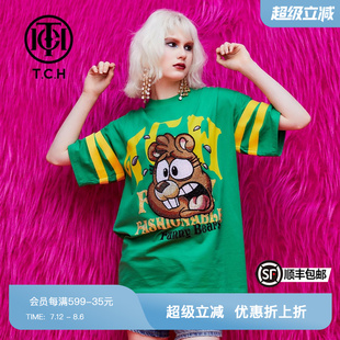 TCH潮牌短袖 潮流T69B106065 個性 T恤燙鉆小松鼠字母2025春夏新款