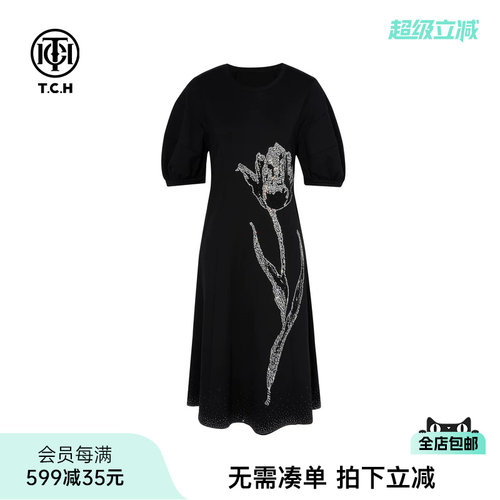 泡泡袖气质收腰显瘦连衣裙