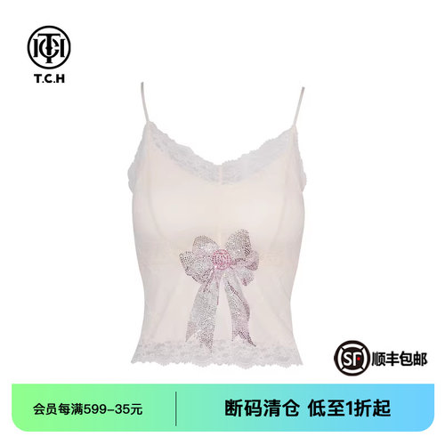 TCH私服烫钻蝴蝶结洋气蕾丝拼接吊带背心夏季新款T75A14E5017 - 封面