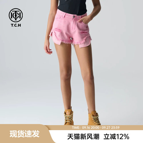 轻奢TCH短裤百搭2024夏季烫钻