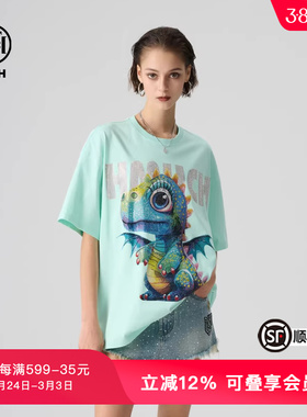 TCH轻奢夏季新款烫钻百搭个性短袖T恤男女同款T72B106135