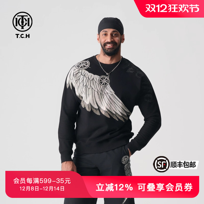 TCH轻奢套头卫衣春新款烫钻圆领翅膀经典系列T72A116039