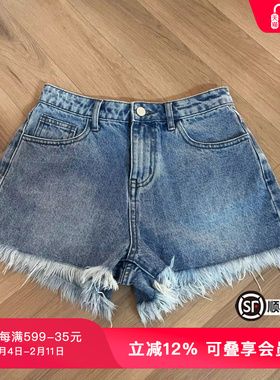 TCH潮牌高街牛仔流苏烫金短裤女夏季新款潮流显瘦T69B21E5002