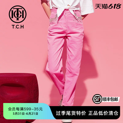 潮牌长裤烫钻TCH休闲轻奢