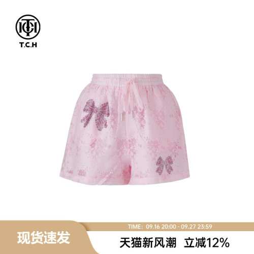 TCH私服烫钻工艺休闲时尚百搭短裤女25春夏新款T75A21E5015