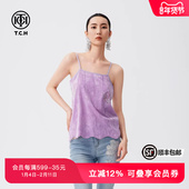 TCH春秋新款 轻奢烫钻紫色吊带背心春秋轻质上衣女T72C146010
