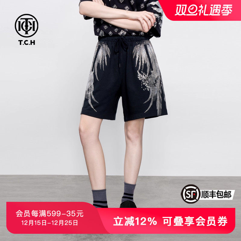 休闲松紧腰高街宽松短裤