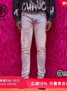 TCH潮牌牛仔长裤烫钻虎头水洗春秋新款男女裤子