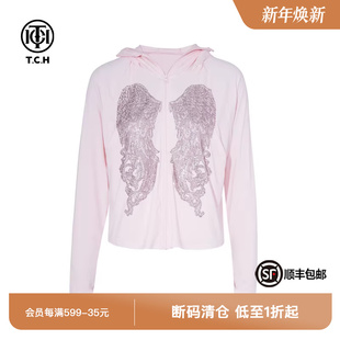 TCH轻奢烫钻工艺时尚 休闲百搭舒适透气外套女T75B27E1006私服tch