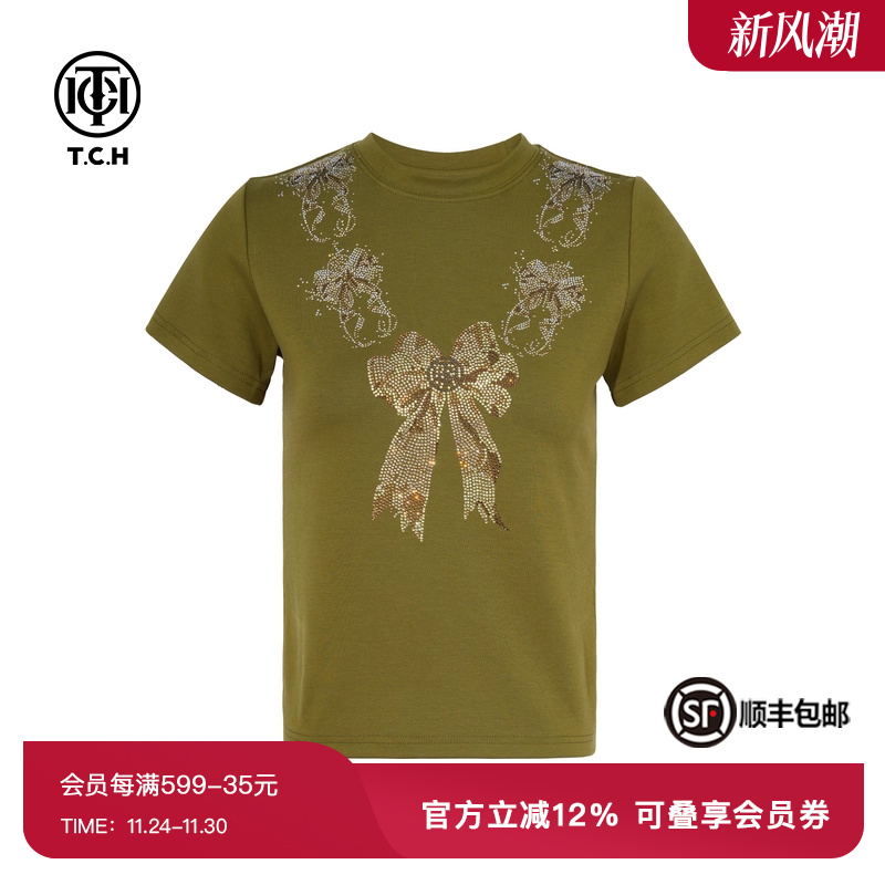 休闲百搭气质蝴蝶结T恤