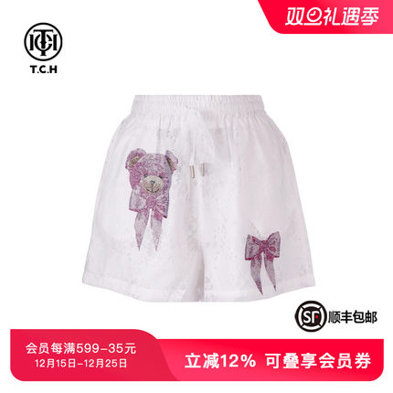 TCH私服潮牌春秋新款烫钻工艺休闲时尚百搭短裤T75A21E5011A