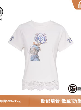 TCH私服夏季新款烫钻时尚休闲百搭白色短袖T恤女T75A10E5035