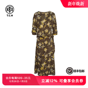 TCH私服烫钻印花设计感时尚 休闲百搭气质显瘦连衣裙女T75B30E5225