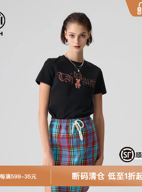 TCH轻奢夏季新款烫钻圆领短袖T恤上衣男女同款T72B106102