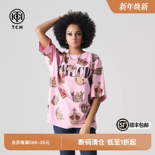 T恤男女同款 TCH夏季 宽松短袖 轻奢烫钻个性 T72B106012 新款