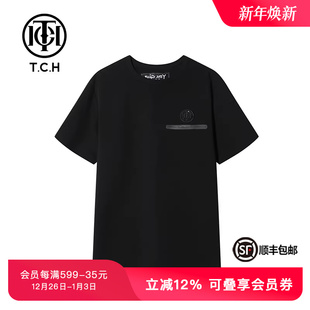 TCH潮牌轻奢黑色休闲春秋短袖 T恤T69C108031
