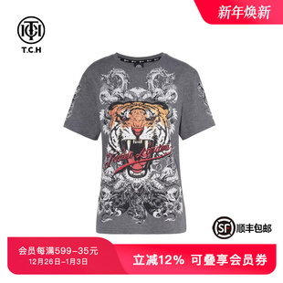 T75B10E6005 T恤夏男女同款 TCH重工潮牌烫钻时尚 休闲百搭宽松短袖