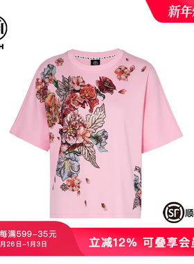 TCH轻奢烫钻新中式时尚休闲洋气圆领宽松短袖T恤女夏T72B10E6065