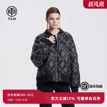 TCH时尚潮牌菱格保暖羽绒服男女冬季新款加厚外套T72D198007