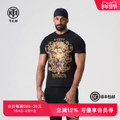 TCH夏季 设计感宽松T恤女T72B106062 男时尚 新款 烫钻印花短袖