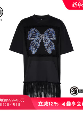 TCH私服蝴蝶结烫钻蕾丝拼接宽松韩版显瘦短袖T恤女夏T75C10B1010