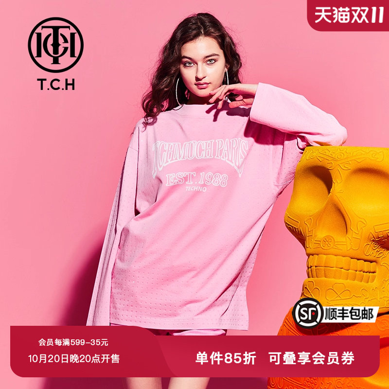 秋季潮牌轻奢长袖TCH烫钻