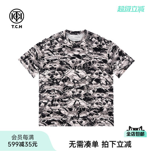 TCH轻奢夏季新款烫钻个性短袖T恤上衣男女同款T72B106207