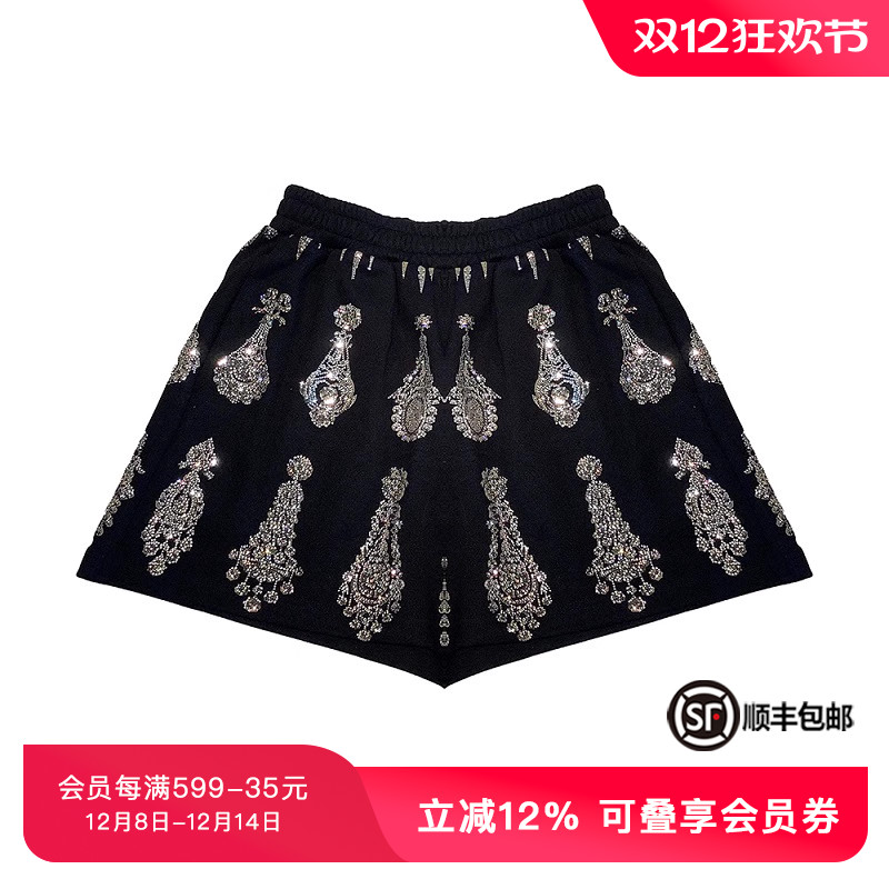 自然腰轻奢时尚TCH短裤烫钻满钻