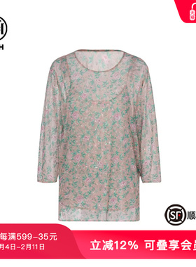 TCH轻奢碎花夏季时尚休闲舒适轻薄圆领衫女T72B11E6009私服tch