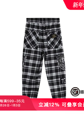 TCH轻奢双侧老虎头烫钻潮童黑白条长裤新款春秋款T66A20610K