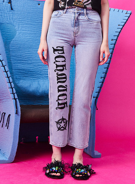 TCH轻奢潮牌新款大C长裤星星字母烫钻牛仔商场同款T66C208018