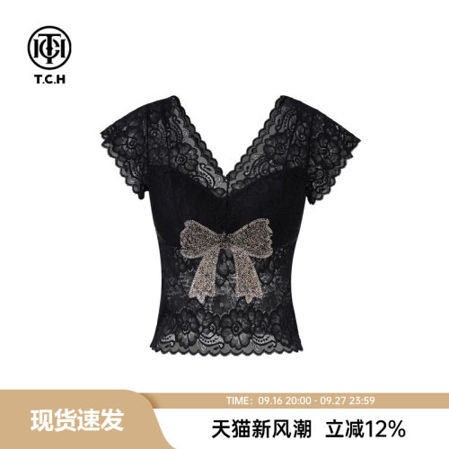 蕾丝新款烫钻辣妹性感背心