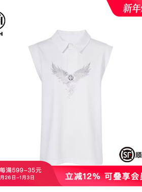 TCH私服翅膀烫钻polo领时尚休闲百搭短袖T恤女夏季T75C10B1018